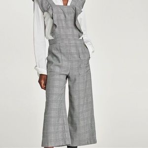 Zara Black and White Jumpsuit with Ruffles